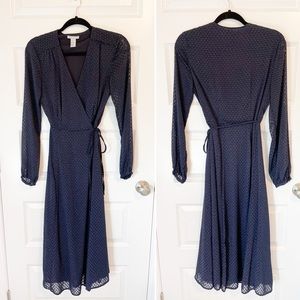 H&M tea length navy wrap dress - sz. 4